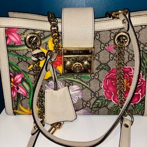 Gucci Padlock GG Shoulder Bag Multicolor GG Blooms Canvas/Leather